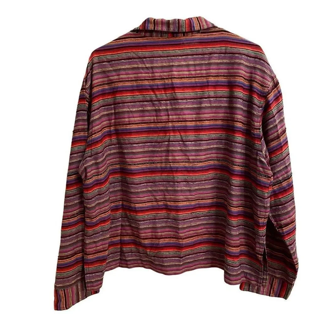Vintage Chicos Designs Shirt Womens Size 3 100% Silk Jacket Multicolor Lagenlook - Picture 2 of 6